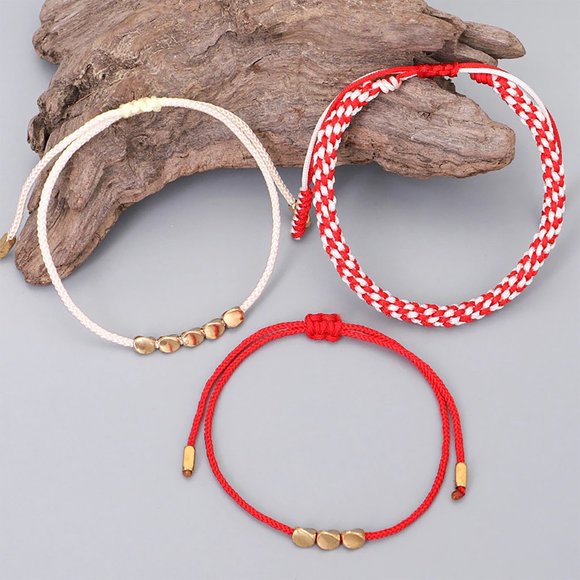 Handmade Copper Beads Braided Bracelets | Strand Bracelets | Lucky Tibetan Boho - Picture 3 of 6